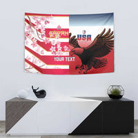 USA and Japan Rugby Custom Tapestry Eagles Brave Blossoms Together Pacific LT14 - Polynesian Pride