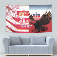 USA and Japan Rugby Custom Tapestry Eagles Brave Blossoms Together Pacific LT14 - Polynesian Pride