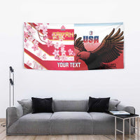 USA and Japan Rugby Custom Tapestry Eagles Brave Blossoms Together Pacific LT14 - Polynesian Pride