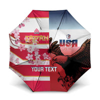USA and Japan Rugby Custom Umbrella Eagles Brave Blossoms Together Pacific LT14 One Size Folded 11.42 inch Opened Diameter 37.4 inch Red - Polynesian Pride