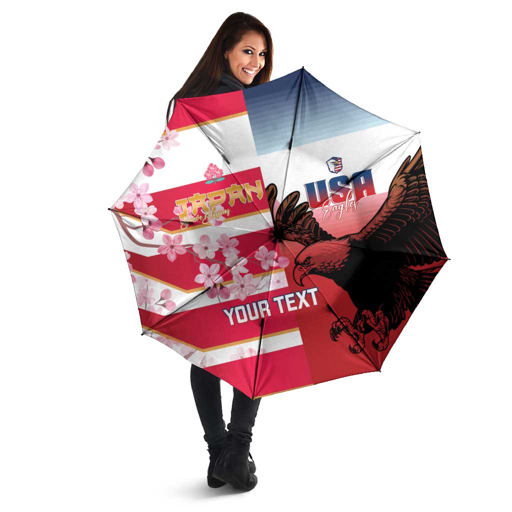 USA and Japan Rugby Custom Umbrella Eagles Brave Blossoms Together Pacific LT14 - Polynesian Pride