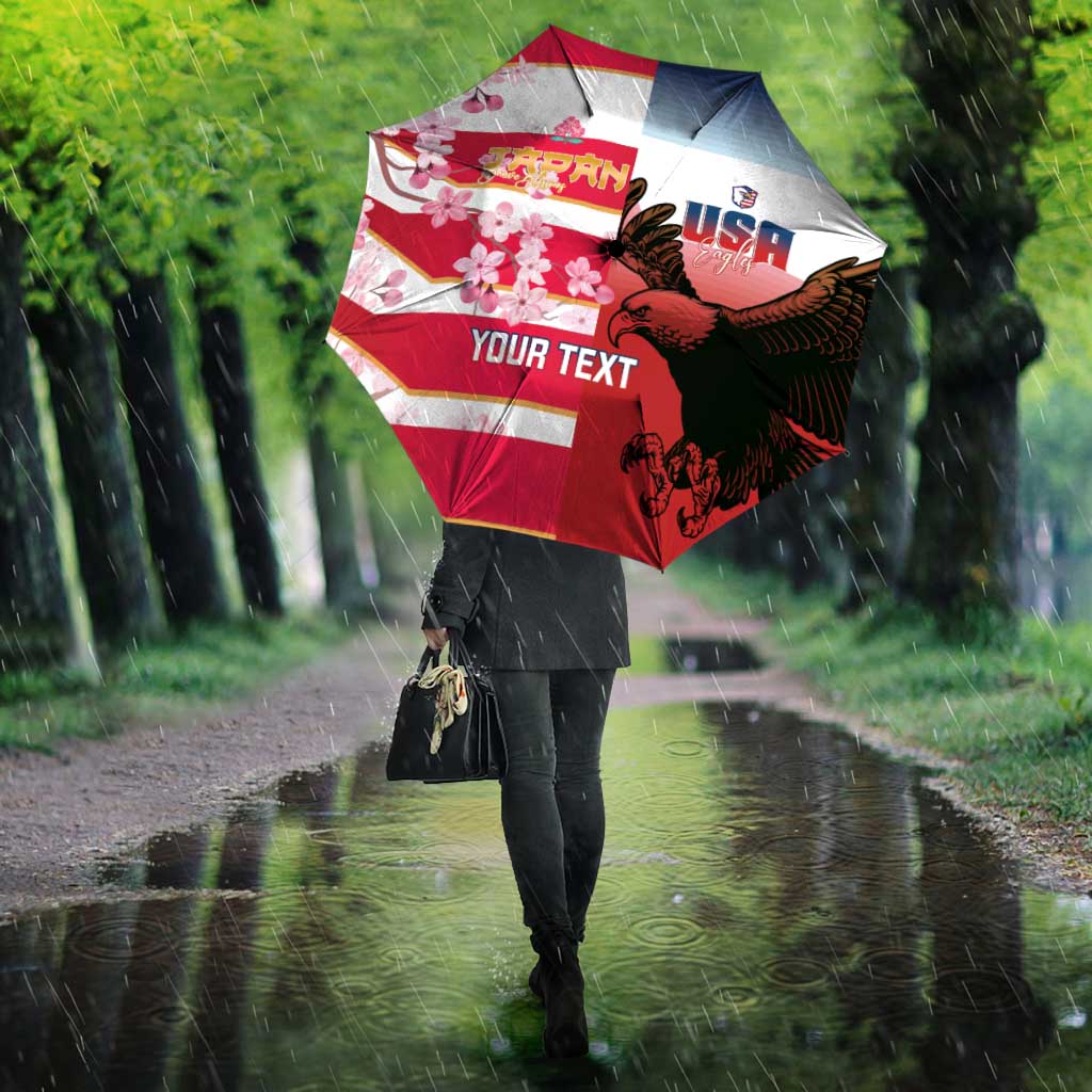 USA and Japan Rugby Custom Umbrella Eagles Brave Blossoms Together Pacific LT14 - Polynesian Pride
