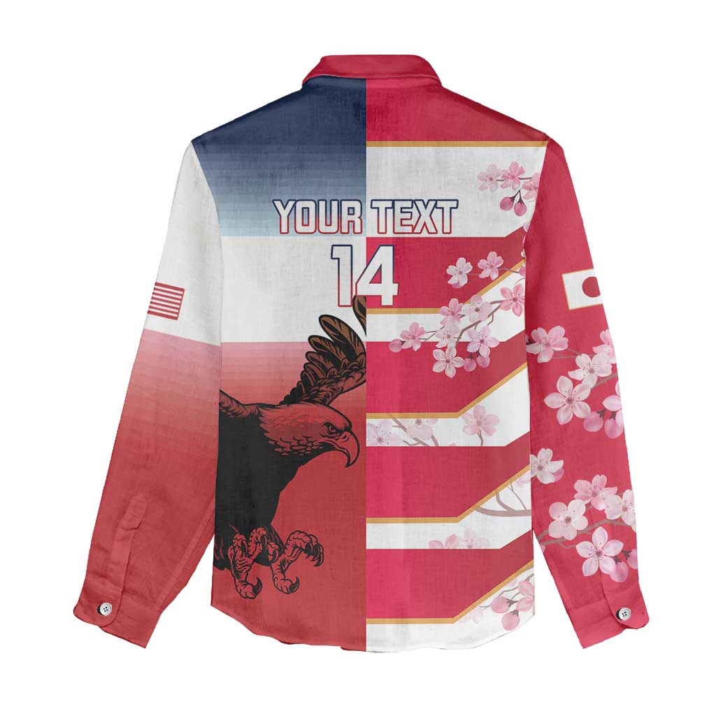 USA and Japan Rugby Custom Women Casual Shirt Eagles Brave Blossoms Together Pacific LT14 - Polynesian Pride