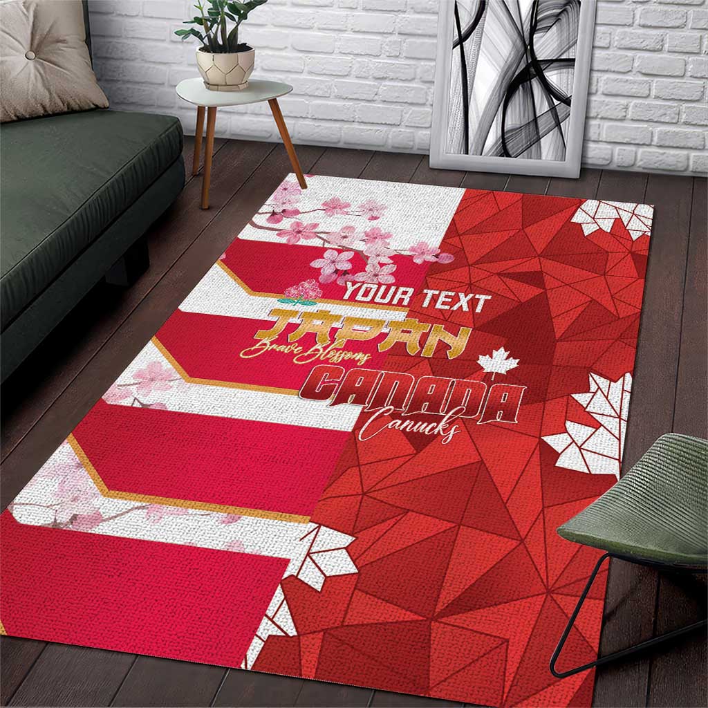 Canada and Japan Rugby Custom Area Rug Canucks Brave Blossoms Together Pacific LT14 Red - Polynesian Pride