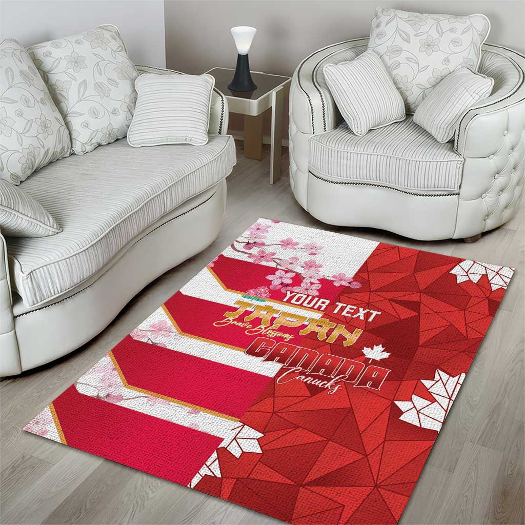 Canada and Japan Rugby Custom Area Rug Canucks Brave Blossoms Together Pacific LT14 - Polynesian Pride