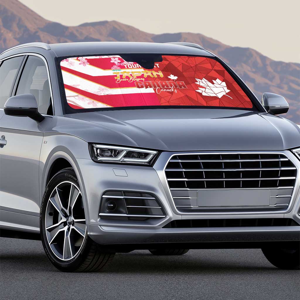 Canada and Japan Rugby Custom Auto Sun Shade Canucks Brave Blossoms Together Pacific LT14 - Polynesian Pride