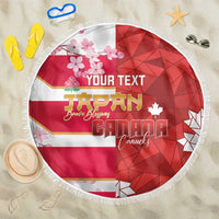 Canada and Japan Rugby Custom Beach Blanket Canucks Brave Blossoms Together Pacific LT14 One Size 150cm Red - Polynesian Pride