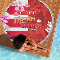 Canada and Japan Rugby Custom Beach Blanket Canucks Brave Blossoms Together Pacific LT14 - Polynesian Pride