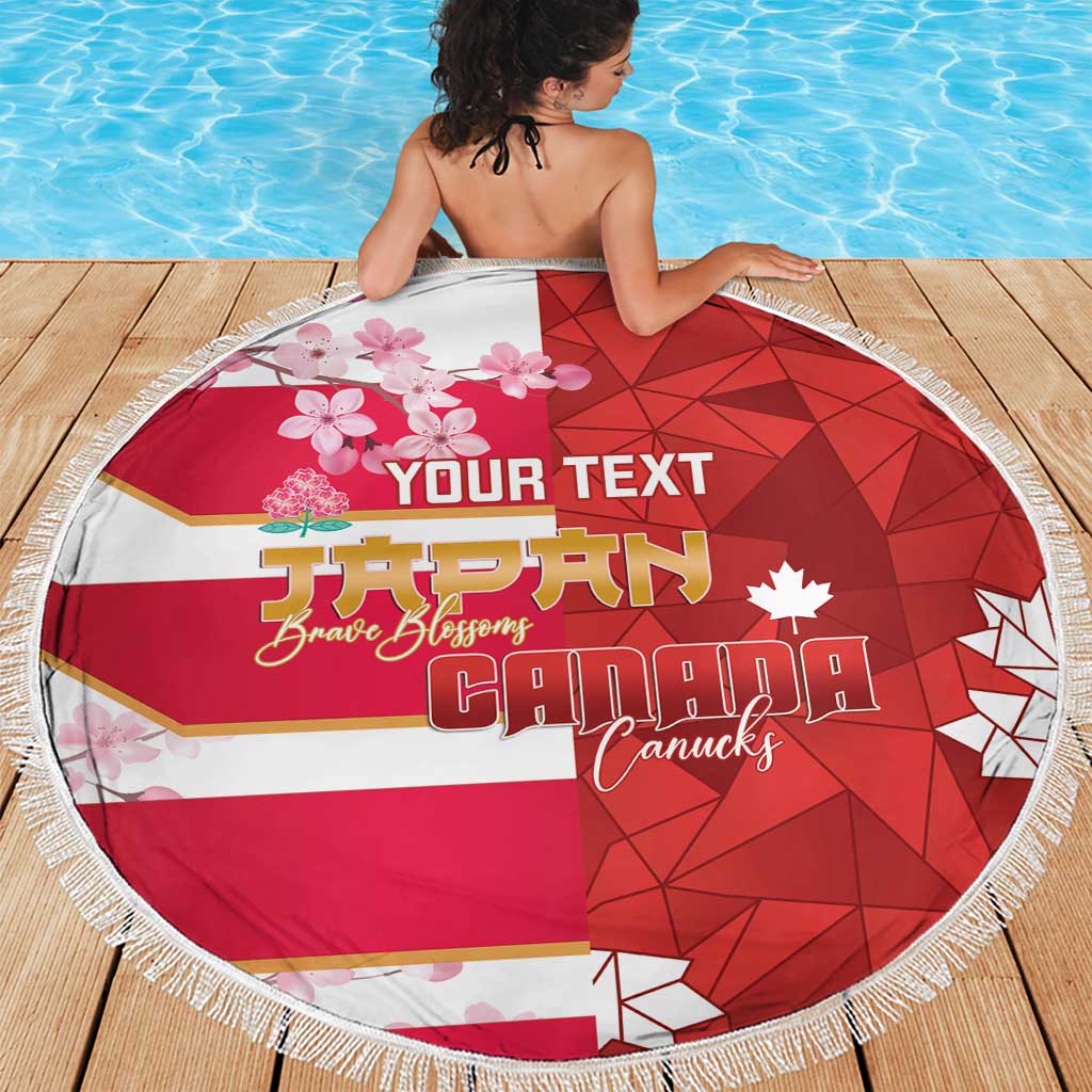 Canada and Japan Rugby Custom Beach Blanket Canucks Brave Blossoms Together Pacific LT14 - Polynesian Pride