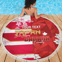 Canada and Japan Rugby Custom Beach Blanket Canucks Brave Blossoms Together Pacific LT14 - Polynesian Pride