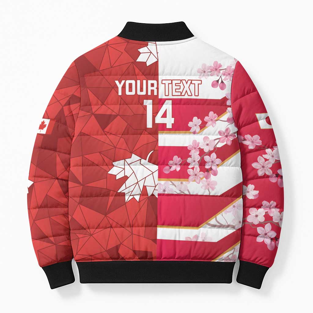 Canada and Japan Rugby Custom Bomber Puffer Jacket Canucks Brave Blossoms Together Pacific LT14 - Polynesian Pride