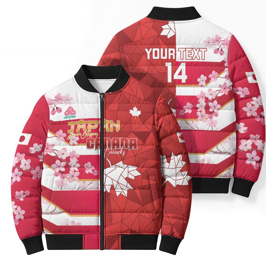 Canada and Japan Rugby Custom Bomber Puffer Jacket Canucks Brave Blossoms Together Pacific LT14 - Polynesian Pride