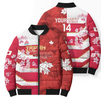 Canada and Japan Rugby Custom Bomber Puffer Jacket Canucks Brave Blossoms Together Pacific LT14 - Polynesian Pride