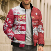 Canada and Japan Rugby Custom Bomber Puffer Jacket Canucks Brave Blossoms Together Pacific LT14 - Polynesian Pride