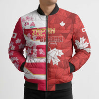 Canada and Japan Rugby Custom Bomber Puffer Jacket Canucks Brave Blossoms Together Pacific LT14 - Polynesian Pride