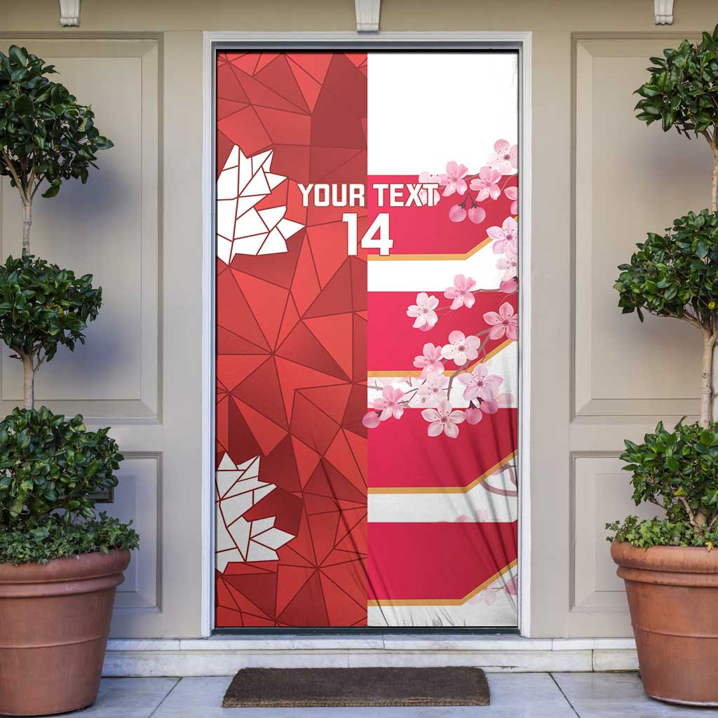 Canada and Japan Rugby Custom Door Cover Canucks Brave Blossoms Together Pacific LT14 Red - Polynesian Pride