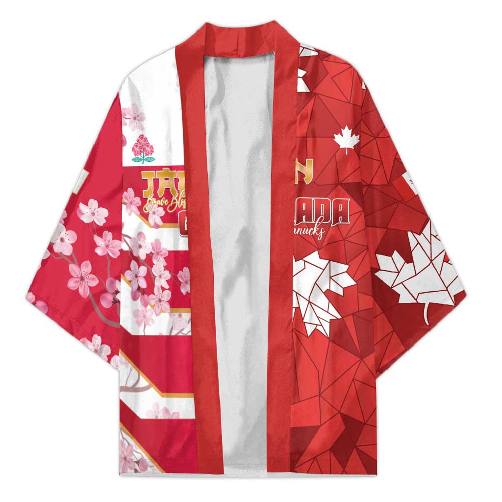 Canada and Japan Rugby Custom Kimono Canucks Brave Blossoms Together Pacific LT14 Unisex Red - Polynesian Pride