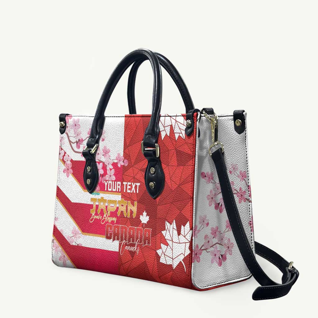 Canada and Japan Rugby Custom Leather Bag Canucks Brave Blossoms Together Pacific LT14 Red - Polynesian Pride