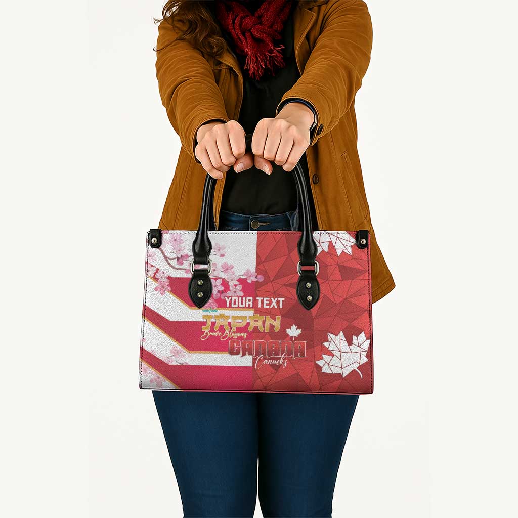 Canada and Japan Rugby Custom Leather Bag Canucks Brave Blossoms Together Pacific LT14 - Polynesian Pride
