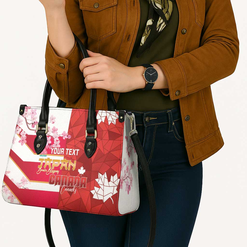 Canada and Japan Rugby Custom Leather Bag Canucks Brave Blossoms Together Pacific LT14 - Polynesian Pride