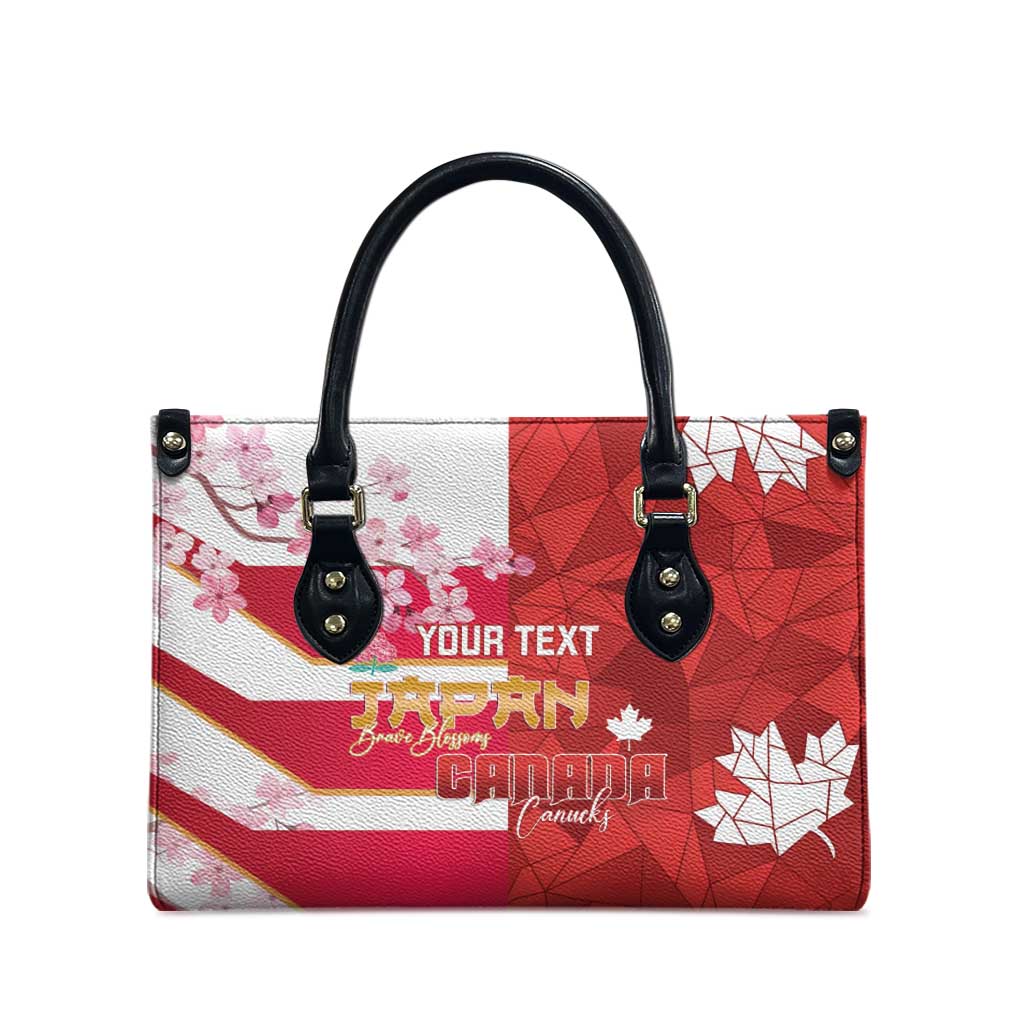 Canada and Japan Rugby Custom Leather Bag Canucks Brave Blossoms Together Pacific LT14 - Polynesian Pride