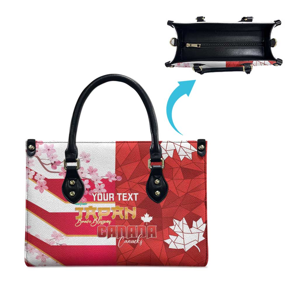 Canada and Japan Rugby Custom Leather Bag Canucks Brave Blossoms Together Pacific LT14 - Polynesian Pride