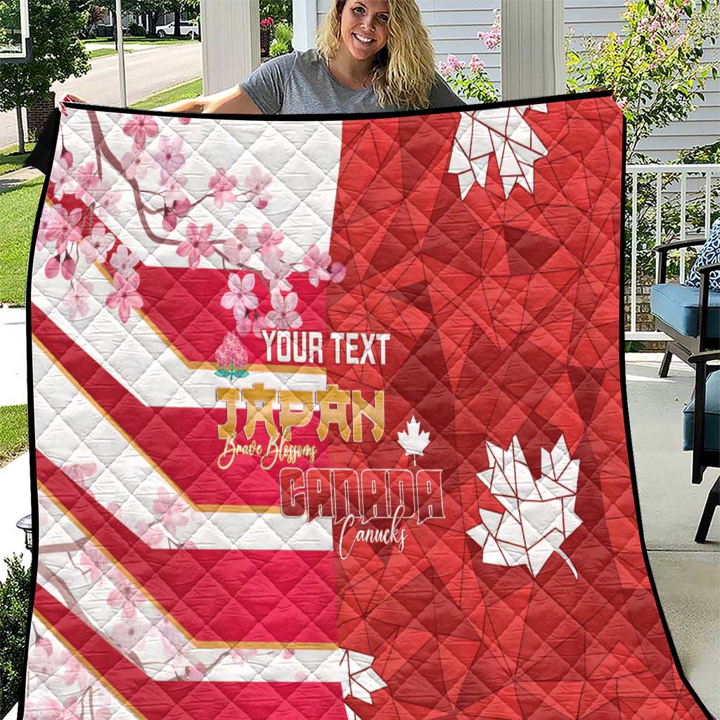 Canada and Japan Rugby Custom Quilt Canucks Brave Blossoms Together Pacific LT14 Red - Polynesian Pride