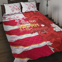 Canada and Japan Rugby Custom Quilt Bed Set Canucks Brave Blossoms Together Pacific LT14 Red - Polynesian Pride