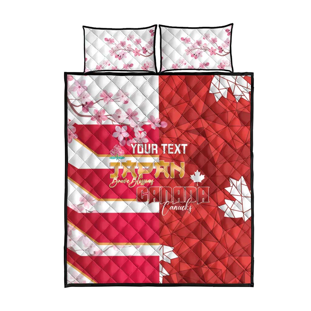 Canada and Japan Rugby Custom Quilt Bed Set Canucks Brave Blossoms Together Pacific LT14 - Polynesian Pride