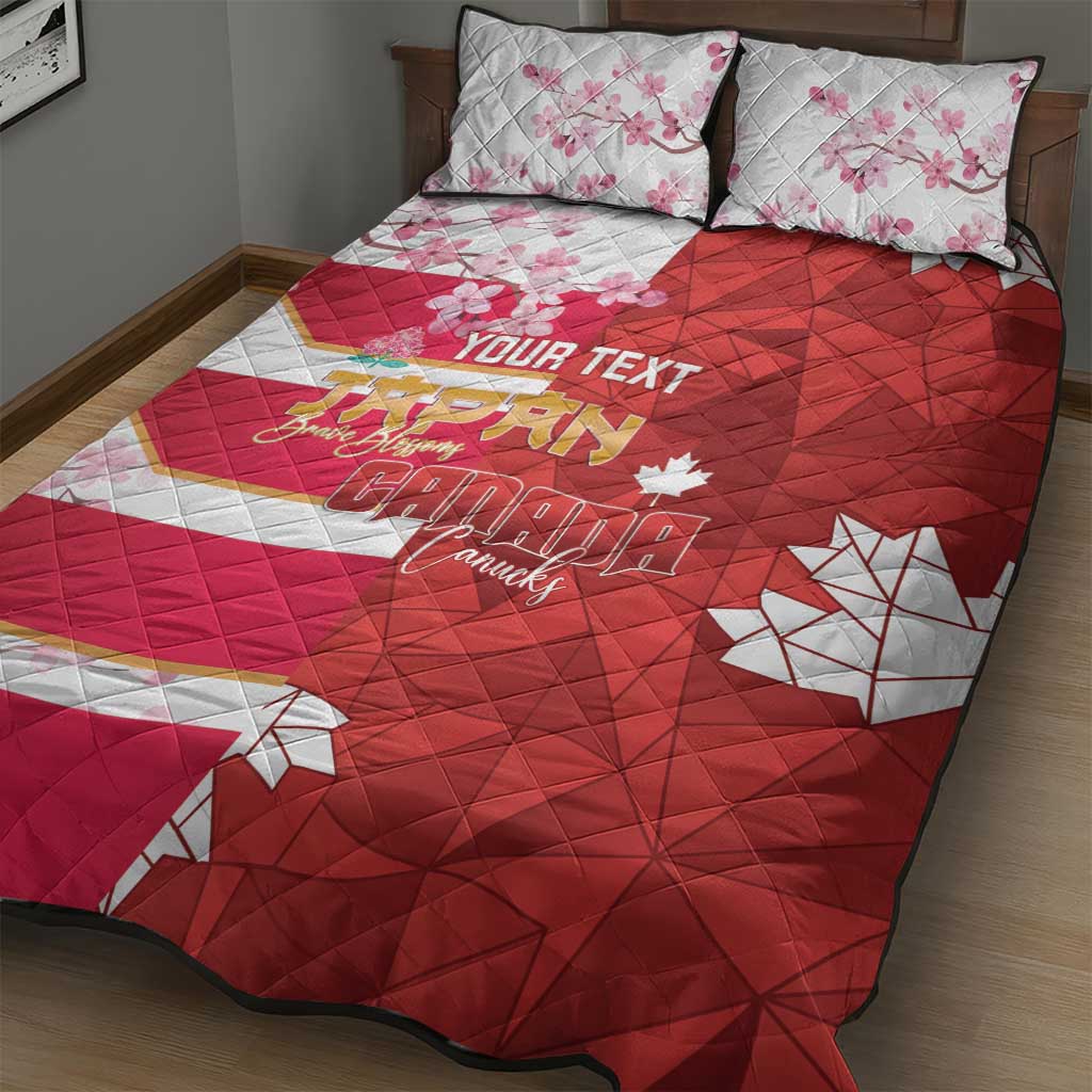 Canada and Japan Rugby Custom Quilt Bed Set Canucks Brave Blossoms Together Pacific LT14 - Polynesian Pride