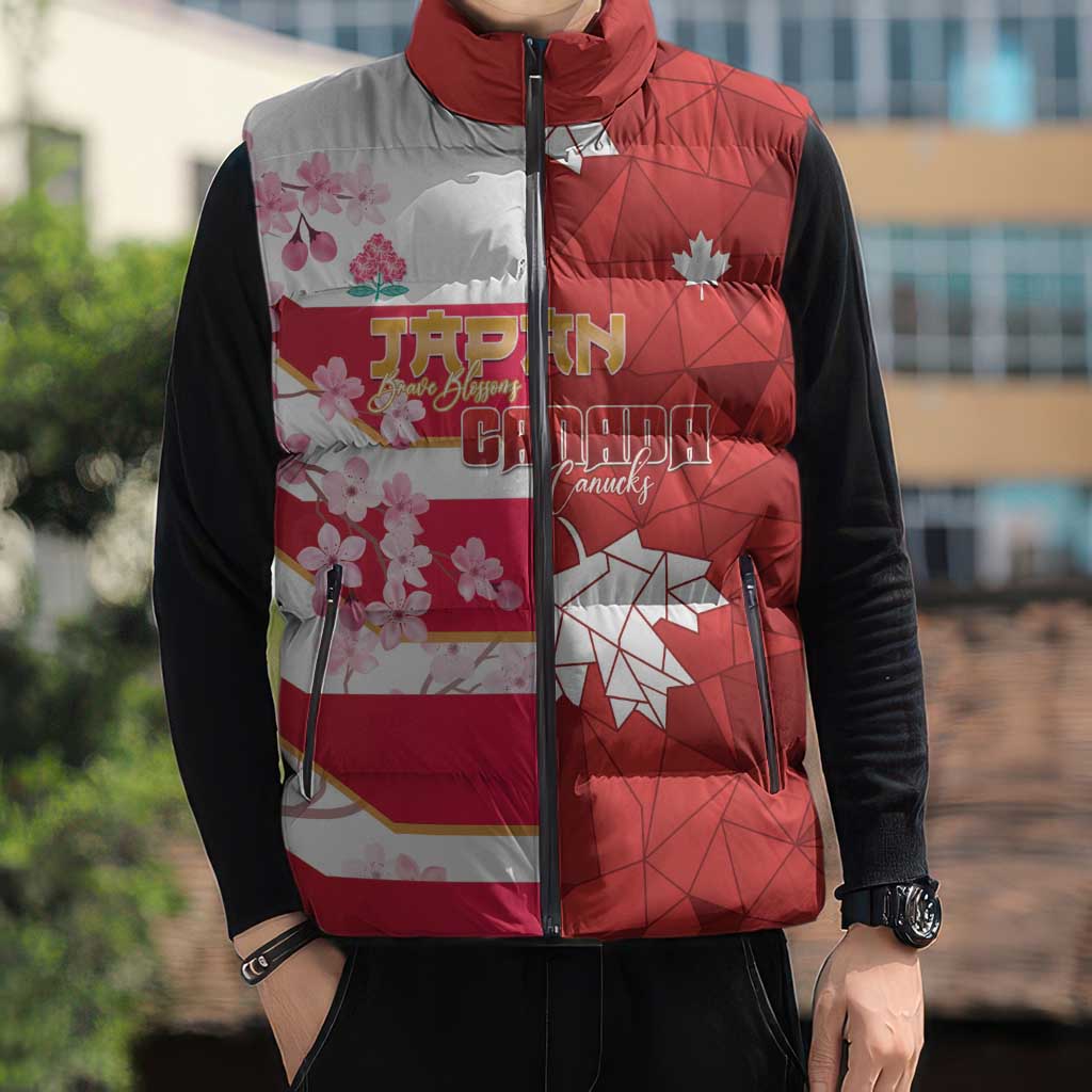 Canada and Japan Rugby Custom Sleeveless Puffer Jacket Canucks Brave Blossoms Together Pacific LT14 - Polynesian Pride