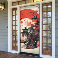 Samurai Warrior Japan Door Cover Red-blossomed Tree Classic Japanese Stylized LT14 - Polynesian Pride