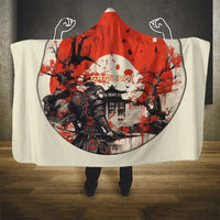Samurai Warrior Japan Hooded Blanket Red-blossomed Tree Classic Japanese Stylized LT14 - Polynesian Pride