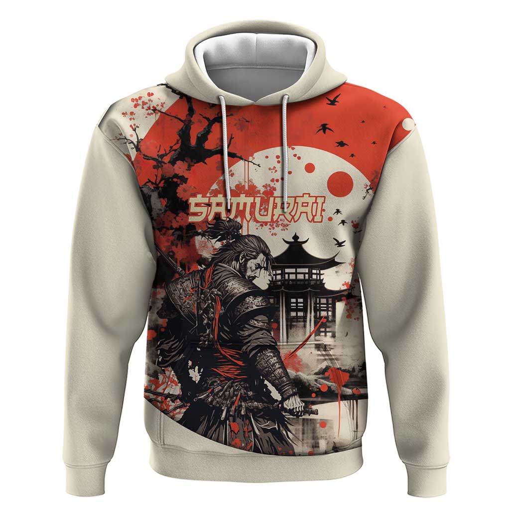 Samurai Warrior Japan Hoodie Red-blossomed Tree Classic Japanese Stylized LT14 Pullover Hoodie Red - Polynesian Pride