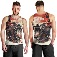 Samurai Warrior Japan Men Tank Top Red-blossomed Tree Classic Japanese Stylized LT14 - Polynesian Pride