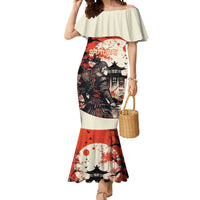 Samurai Warrior Japan Mermaid Dress Red-blossomed Tree Classic Japanese Stylized LT14 Women Red - Polynesian Pride