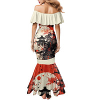 Samurai Warrior Japan Mermaid Dress Red-blossomed Tree Classic Japanese Stylized LT14 - Polynesian Pride