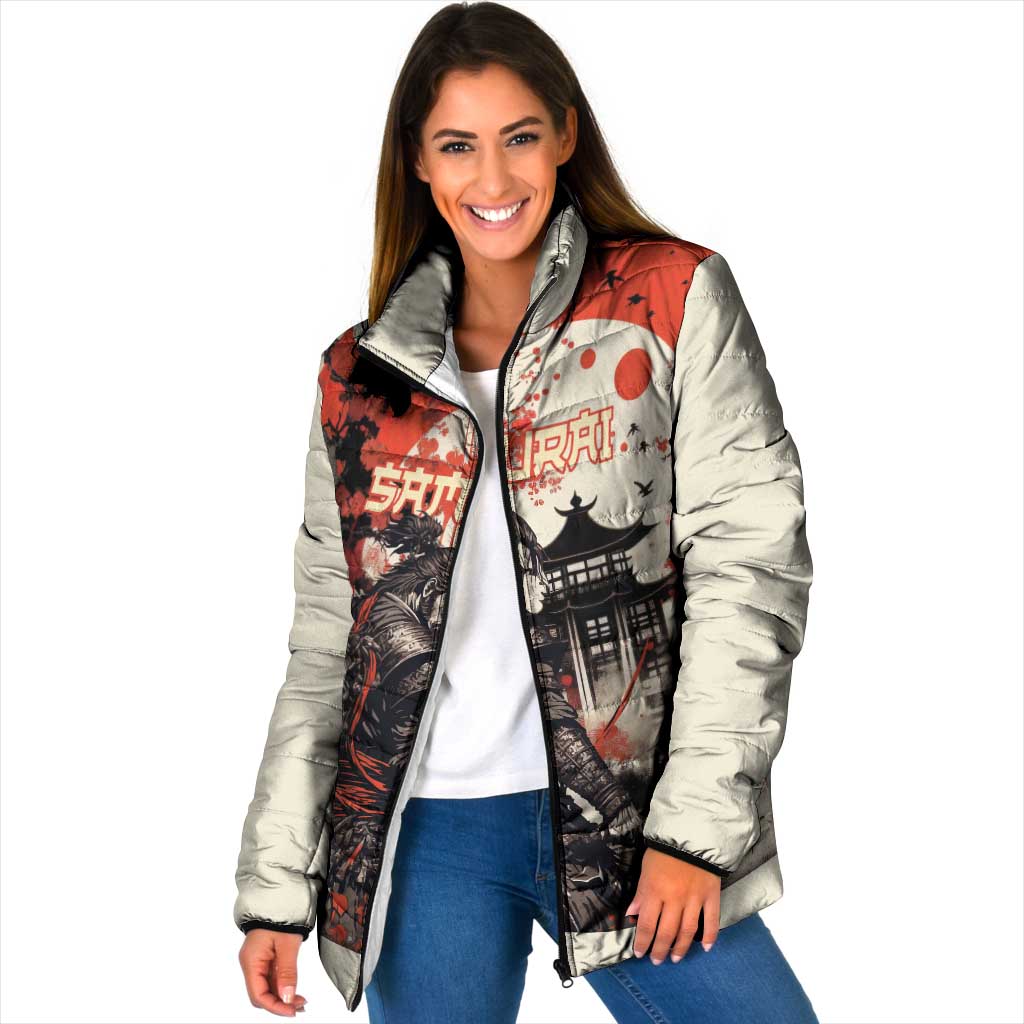 Samurai Warrior Japan Padded Jacket Red-blossomed Tree Classic Japanese Stylized LT14 Women Red - Polynesian Pride