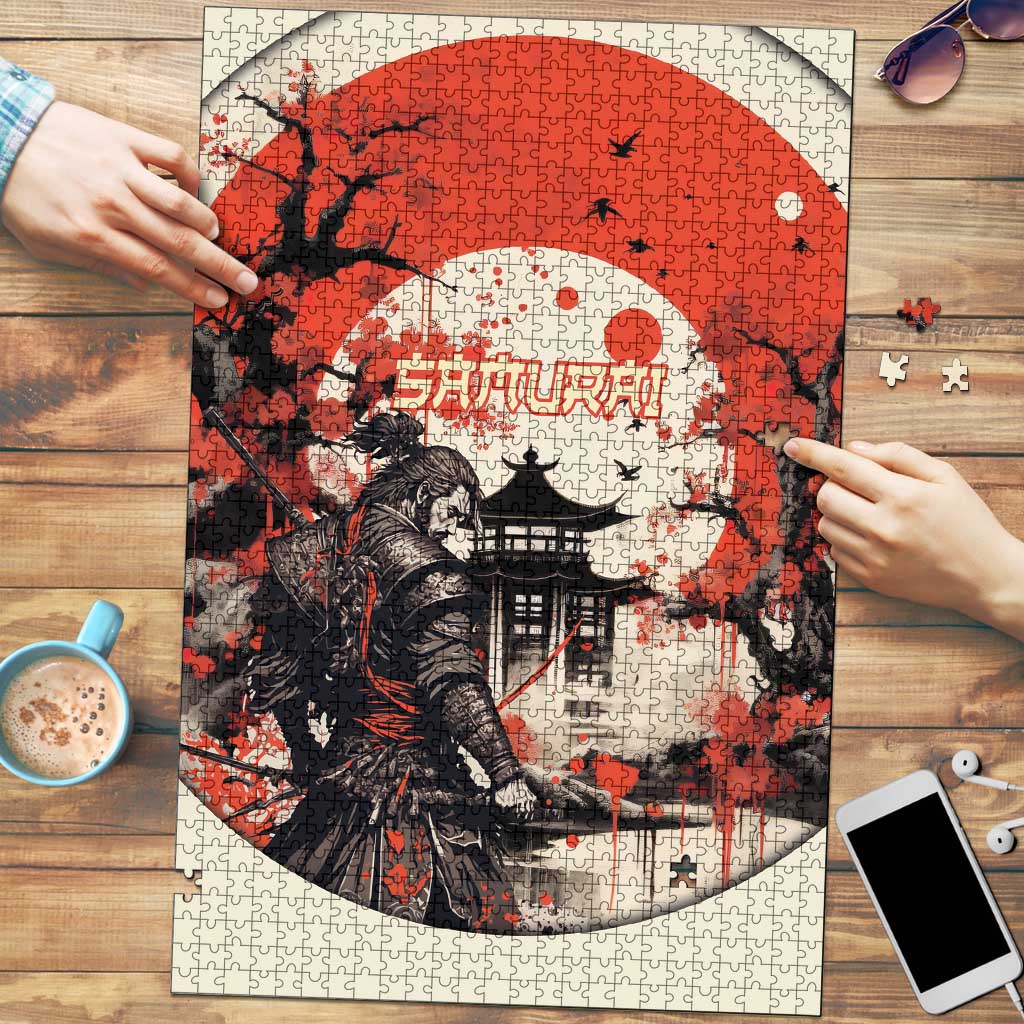 Samurai Warrior Japan Puzzle Red-blossomed Tree Classic Japanese Stylized LT14 Red - Polynesian Pride