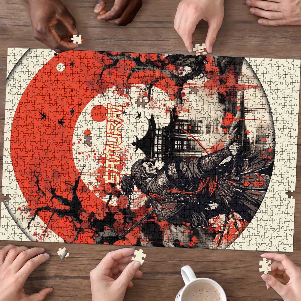 Samurai Warrior Japan Puzzle Red-blossomed Tree Classic Japanese Stylized LT14 - Polynesian Pride