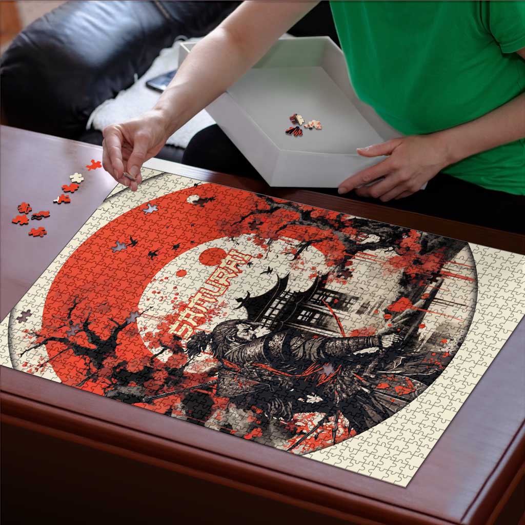 Samurai Warrior Japan Puzzle Red-blossomed Tree Classic Japanese Stylized LT14 - Polynesian Pride