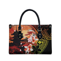 Hawaiian and Japanese Leather Bag Koi Fish With Kanaka Polynesian Tattoo LT14 - Polynesian Pride