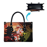 Hawaiian and Japanese Leather Bag Koi Fish With Kanaka Polynesian Tattoo LT14 - Polynesian Pride