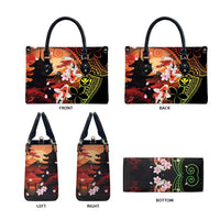 Hawaiian and Japanese Leather Bag Koi Fish With Kanaka Polynesian Tattoo LT14 - Polynesian Pride
