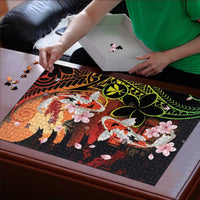 Hawaiian and Japanese Puzzle Koi Fish With Kanaka Polynesian Tattoo LT14 - Polynesian Pride
