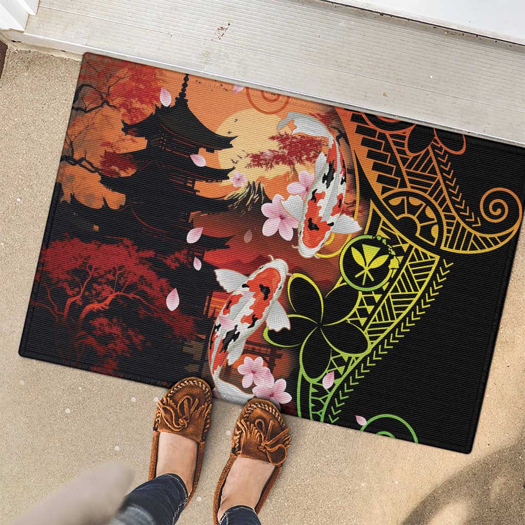 Hawaiian and Japanese Rubber Doormat Koi Fish With Kanaka Polynesian Tattoo LT14 - Polynesian Pride