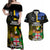 Personalised South Sea Islanders Couples Matching Off Shoulder Maxi Dress and Hawaiian Shirt Kanakas With Fiji Coat Of Arms LT14 Black - Polynesian Pride