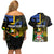 Personalised South Sea Islanders Couples Matching Off Shoulder Short Dress and Hawaiian Shirt Kanakas With Fiji Coat Of Arms LT14 - Polynesian Pride