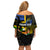 Personalised South Sea Islanders Off Shoulder Short Dress Kanakas With Fiji Coat Of Arms LT14 - Polynesian Pride