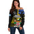 Personalised South Sea Islanders Off Shoulder Sweater Kanakas With Fiji Coat Of Arms LT14 Women Black - Polynesian Pride